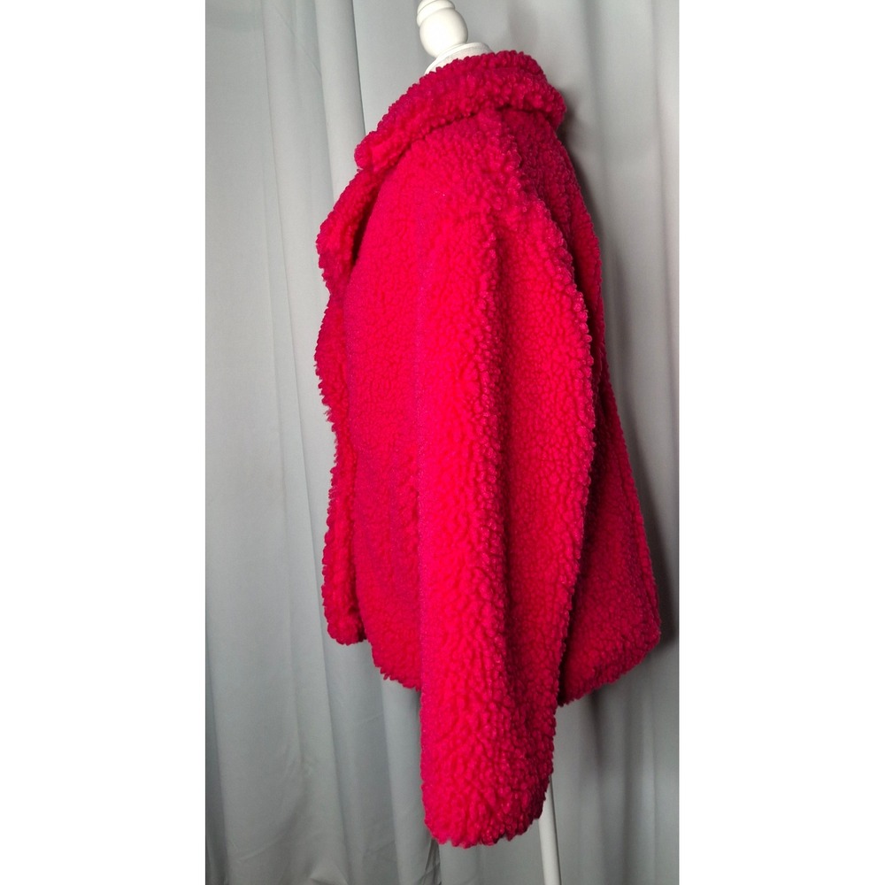UGG Gertrude Short Teddy Faux Shearling Coat Jacket PINK Cerise Size XS - Picture 5 of 13
